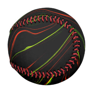 Pelota De Béisbol Rasgos ondulados verdes y rojos en fondos negros