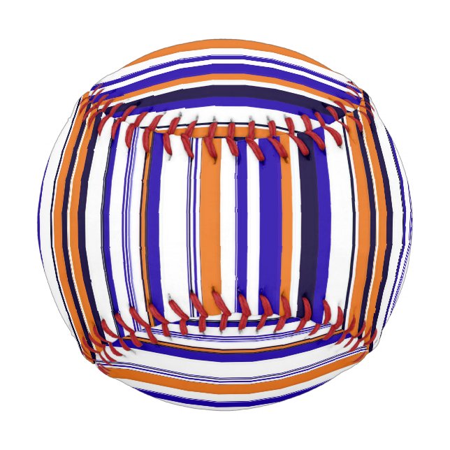 Pelota De Béisbol Rayas naranjas azules (Anverso)