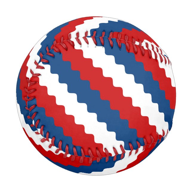 Pelota De Béisbol Rayas onduladas blancas rojas (Reverso derecho)