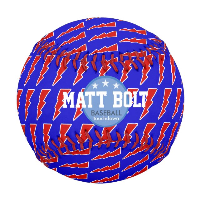 Pelota De Béisbol rayo rojo y azul personalizado (Anverso)