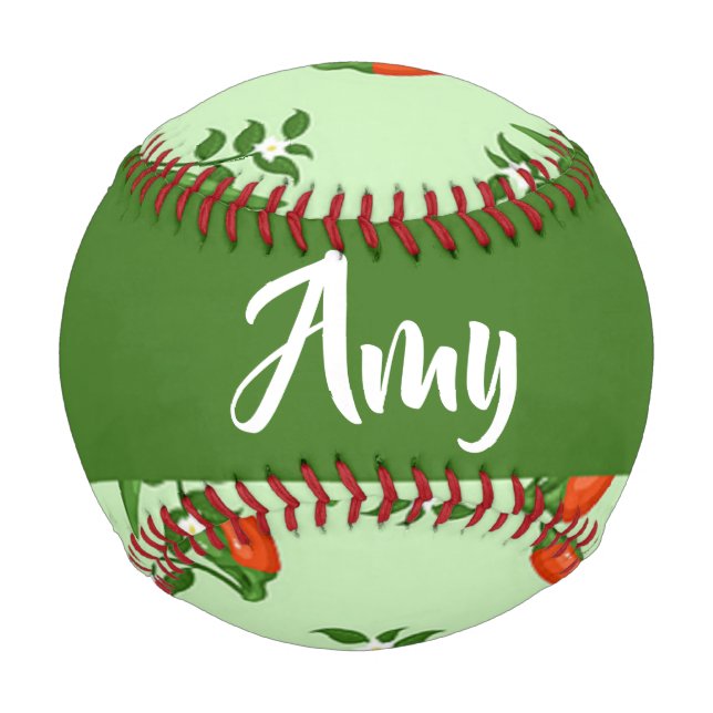 Pelota De Béisbol Red and green chili peppers pattern (Anverso)