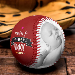 Pelota De Béisbol Red Feliz Primer Día del Padre Audaz Tipografía Mo