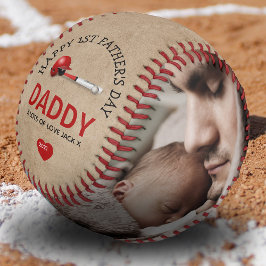 Pelota De Béisbol Regalo de fotos del primer día del padre en el béi