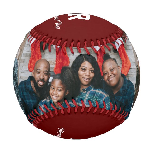 Pelota De Béisbol Regalo de Navidades de fotografía personalizado (Anverso)