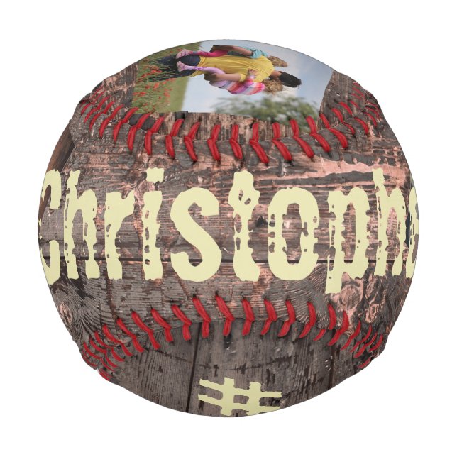 Pelota De Béisbol Regalo para papá Efecto Madera #1 Papá (Anverso)