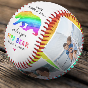 Pelota De Béisbol Regalo para Papá Oso Arcoíris Vibrante