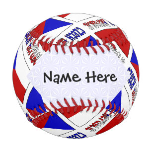 Pelota De Béisbol República Checa y bandera checa con tu nombre en m