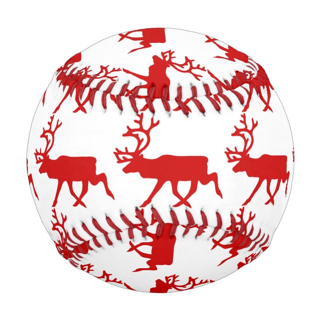 Pelota De Béisbol Resto Rojo / Silhouette Caribou (Anverso)