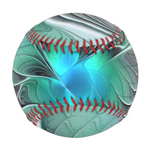 Pelota De Béisbol Resumen Con Arte Fractal Azul Y Moderno