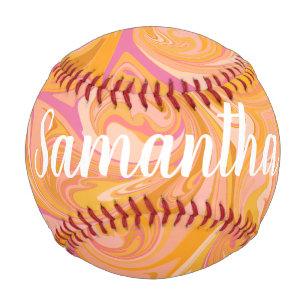 Pelota De Béisbol Resumen de arte de remojo de mármol en amarillo