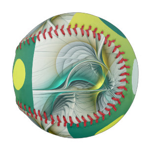 Pelota De Béisbol Resumen hipnótico Fractal Verde azulado Turquesa d