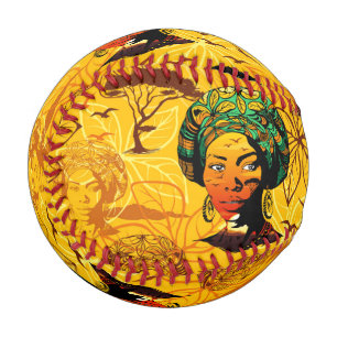 Pelota De Béisbol Retrato de mujer africana con puesta de sol