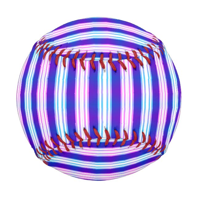 Pelota De Béisbol retro eléctrico rayado azul y púrpura (Anverso)
