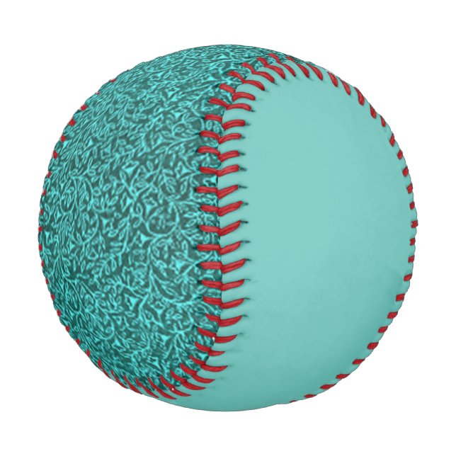 Pelota De Béisbol Retro Floral Jade Verde azulado Turquesa (Angular)