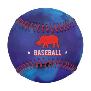 Pelota De Béisbol rinoceronte rojo en azul personalizado