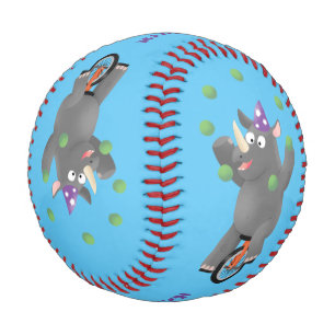 Pelota De Béisbol Rinocerontes divertidos y lindos en monociclo