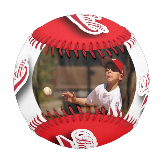 Pelota De Béisbol Roja | Blanca | Béisbol con foto (Anverso)