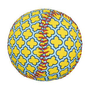 Pelota De Béisbol Rojo azul amarillo y bebé, Entramado, Quatrefoil