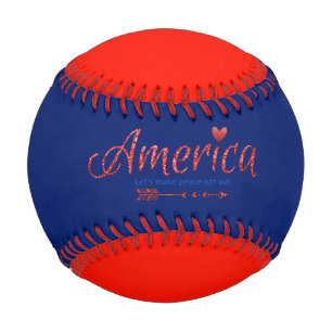 Pelota De Béisbol Rojo, blanco, azul, bandera, estrellas, flechas, 4