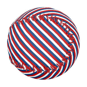 Pelota De Béisbol Rojo, blanco y azul rayado