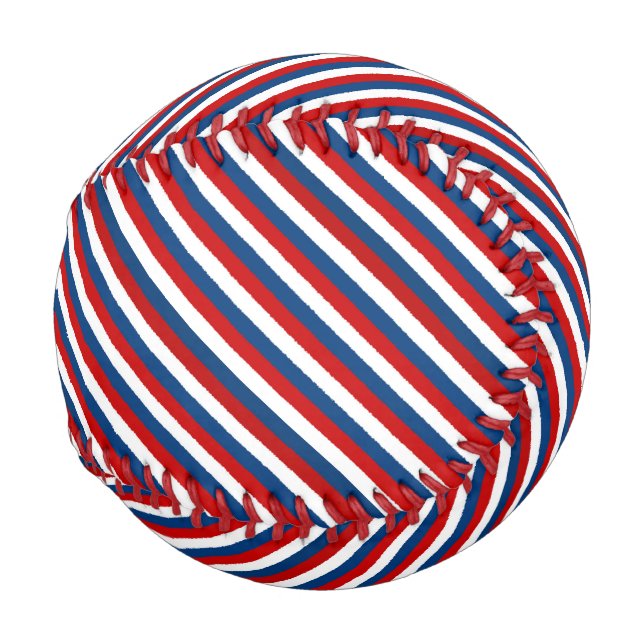 Pelota De Béisbol Rojo, blanco y azul rayado (Reverso Izquierdo)