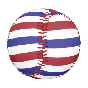 Pelota De Béisbol Rojo, blanco y azul rayado