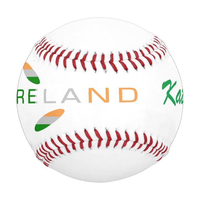 Pelota De Béisbol Rosa de bandera irlandesa personalizado (Anverso)