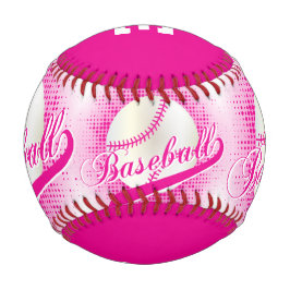 Pelota De Béisbol Rosa fuerte | Deportes de béisbol Retro Blanco