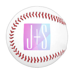 Pelota De Béisbol Rosa geométrico Guay y púrpura Iniciales de pare