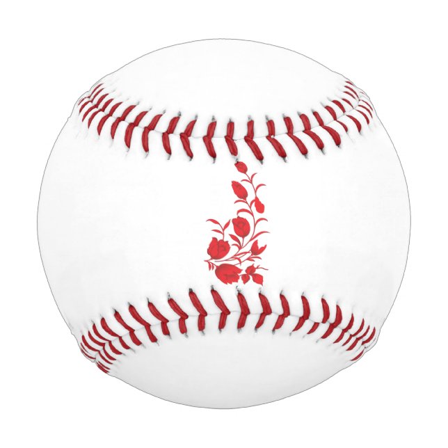 Pelota De Béisbol Rosa Madder, diseño floral de Thunderbird (Anverso)