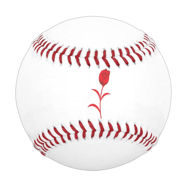 Pelota De Béisbol Rosa Madder, Lava Red, diseño floral (Anverso)