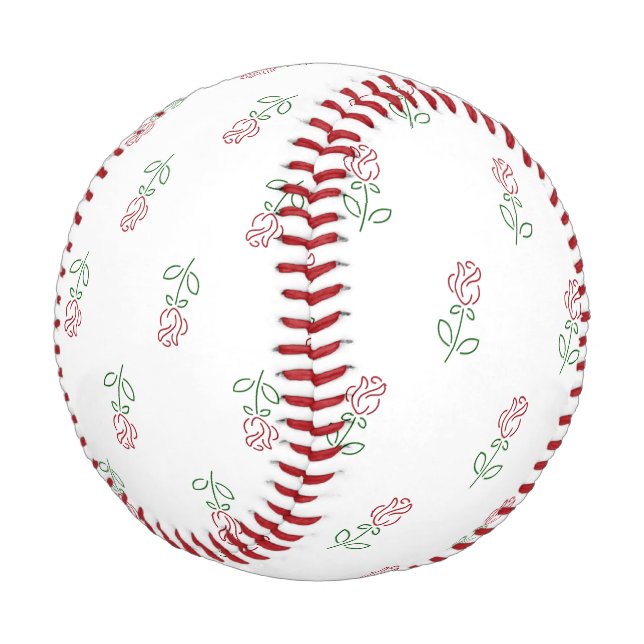 Pelota De Béisbol Rosas Rojas, Patrón De Rosas, Flores (Angular)