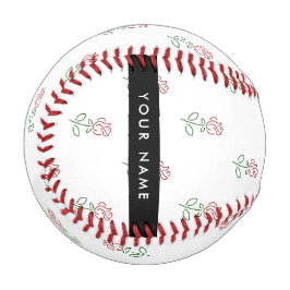 Pelota De Béisbol Rosas Rojas, Patrón De Rosas, Tu Nombre