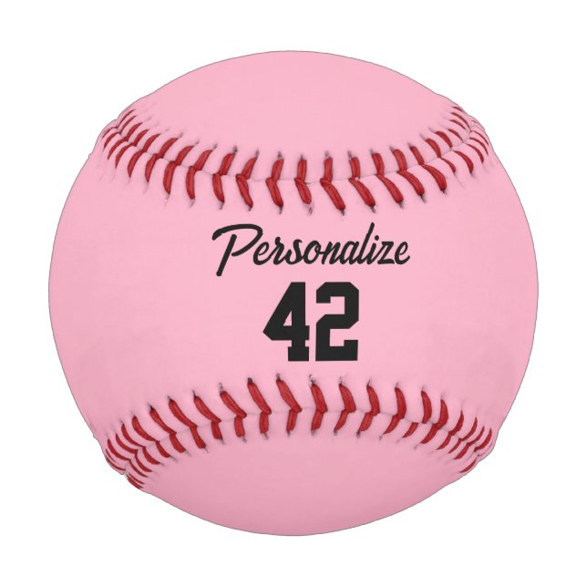 Pelota De Béisbol Rose Clair Personnalisé (Anverso)