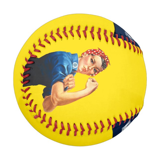 Pelota De Béisbol Rosie The Riveter Retro Style (Anverso izquierdo)