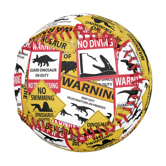 Pelota De Béisbol Rótulos de precaución de dinosaurios (Anverso derecho)