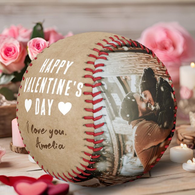 Pelota De Béisbol Rustic Happy Valentine Day 2 Fotos Boyfriend (Subido por el creador)