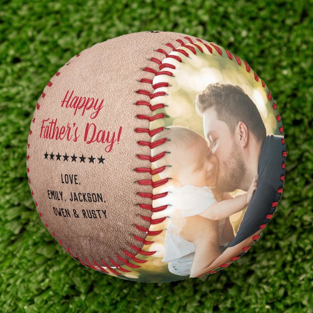 Pelota De Béisbol Rústica Guay moderna foto del Día del Padre (Hit a home run for Dad! Our rustic Father's Day baseball with a cool vintage vibe. )
