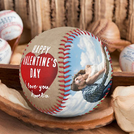 Pelota De Béisbol Rústico Corazón Rojo Feliz Día de San Valentín 2 F