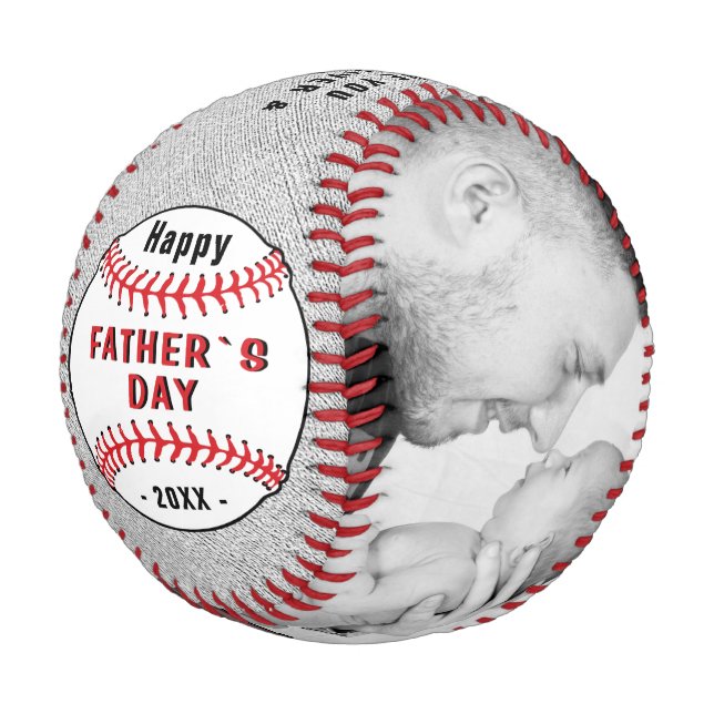 Pelota De Béisbol Rústico Feliz Día del Padre 2 Collage de fotos Béi (Angular)