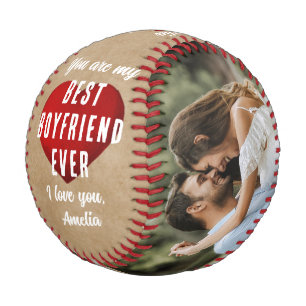 Pelota De Béisbol Rústico Mi Mejor Novio, Corazón Rojo 2 Fotos