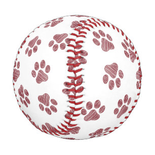 Pelota De Béisbol Rutas de perro, garras de perro, patas de borgoña