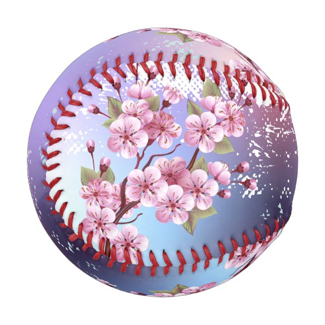 Pelota De Béisbol Sakura rosa sobre fondo de pintura (Anverso izquierdo)