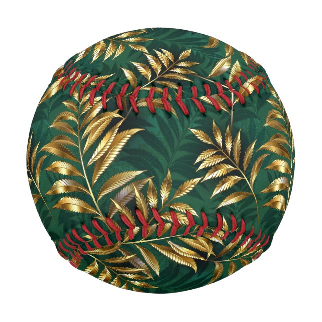 Pelota De Béisbol Seamless pattern with golden ferns (Anverso)