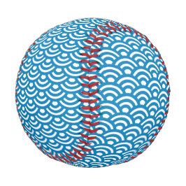 Pelota De Béisbol Seigaiha, olas, japonés, azul y blanco