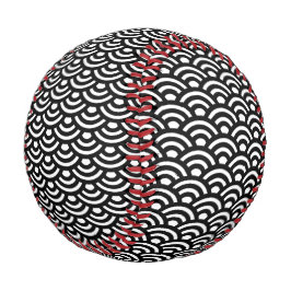 Pelota De Béisbol Seigaiha, olas, japonés, blanco y negro