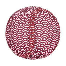 Pelota De Béisbol Seigaiha, Waves, Japanese, Burgundy and White