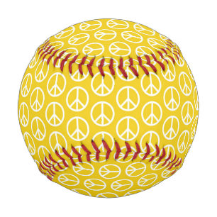 Pelota De Béisbol Signos de paz en amarillo soleado