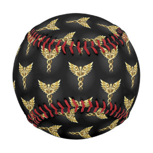 Pelota De Béisbol Símbolo poligonal de oro Caduceus