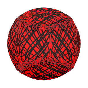 Pelota De Béisbol Simple Garabato Teselado Espejo Rojo